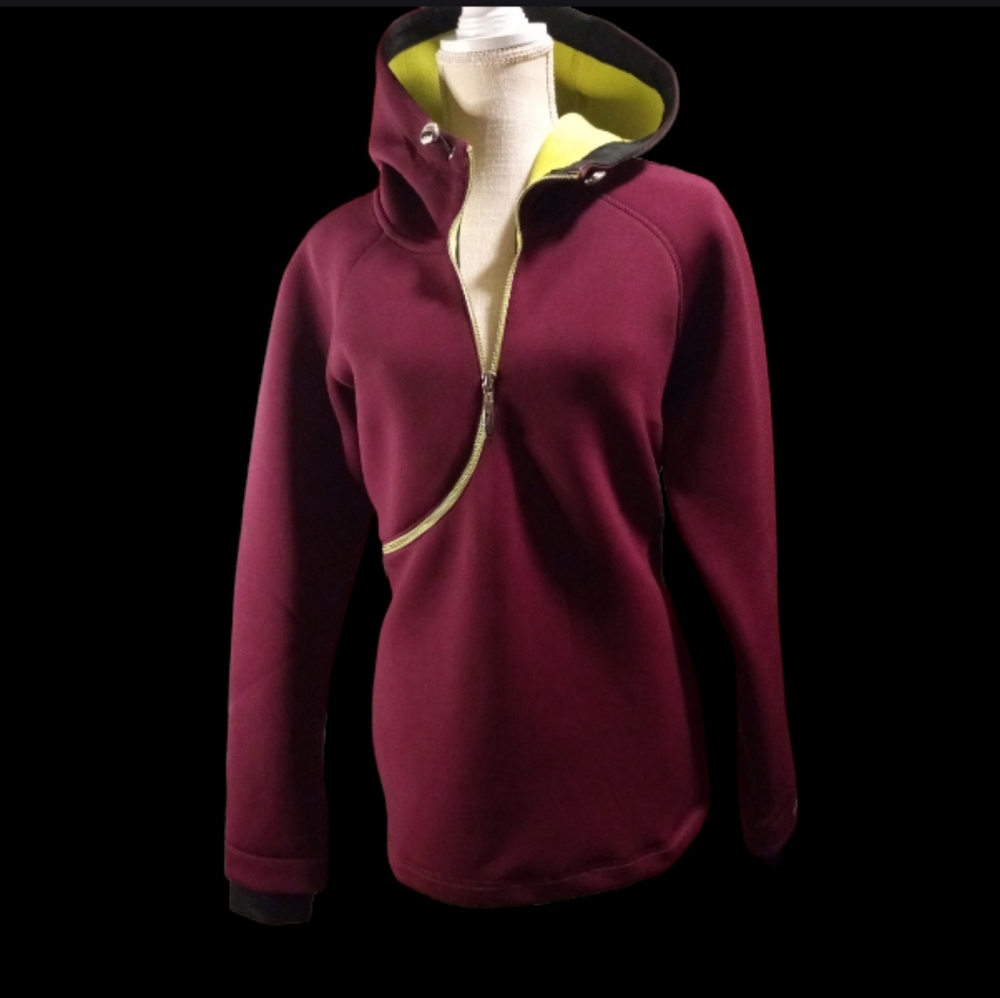 🌺NWT Unique Curved Weather Proof Burgundy Hoodie by Freddy Sz XL